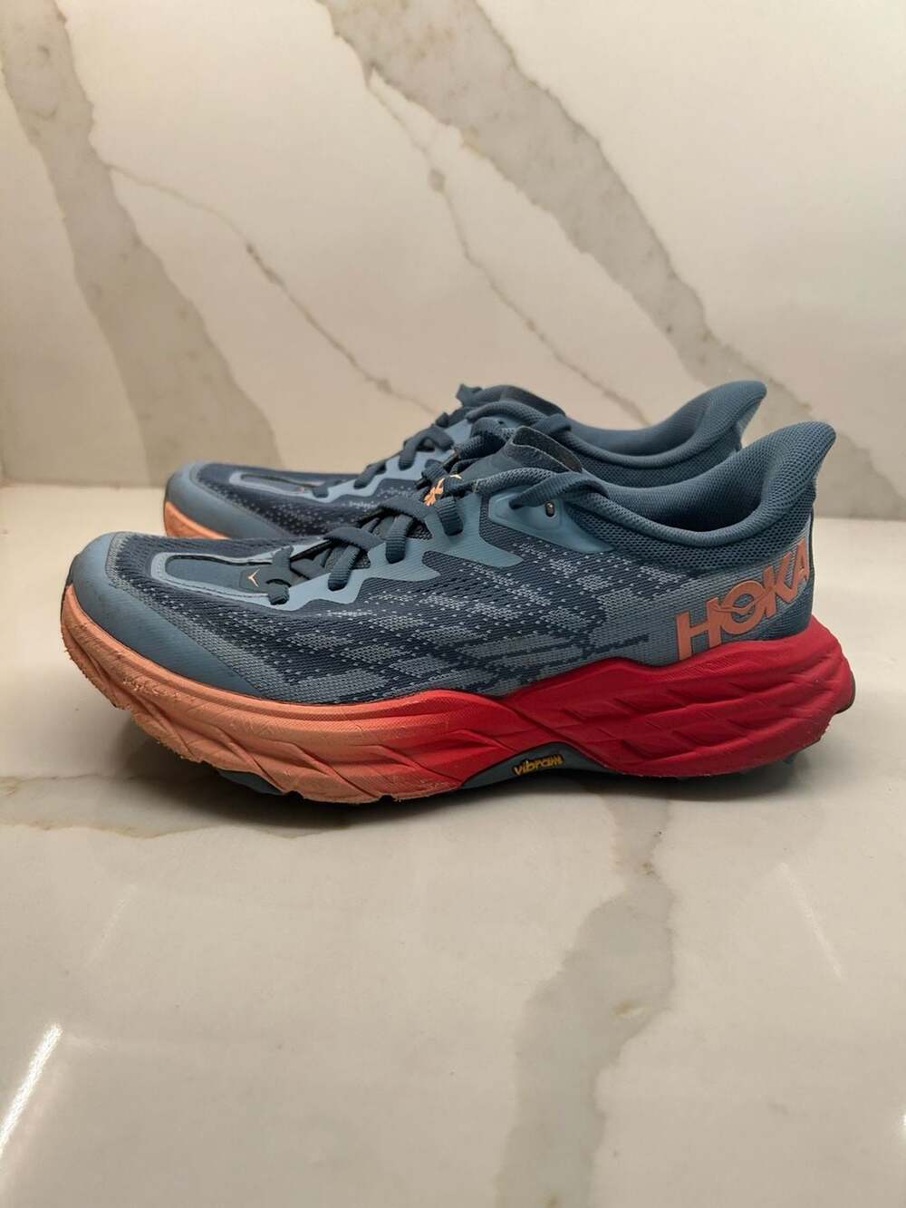 Hoka One One Speedgoat 5 Real Teal Papaya Trail Running Shoes (Size: 6.5)